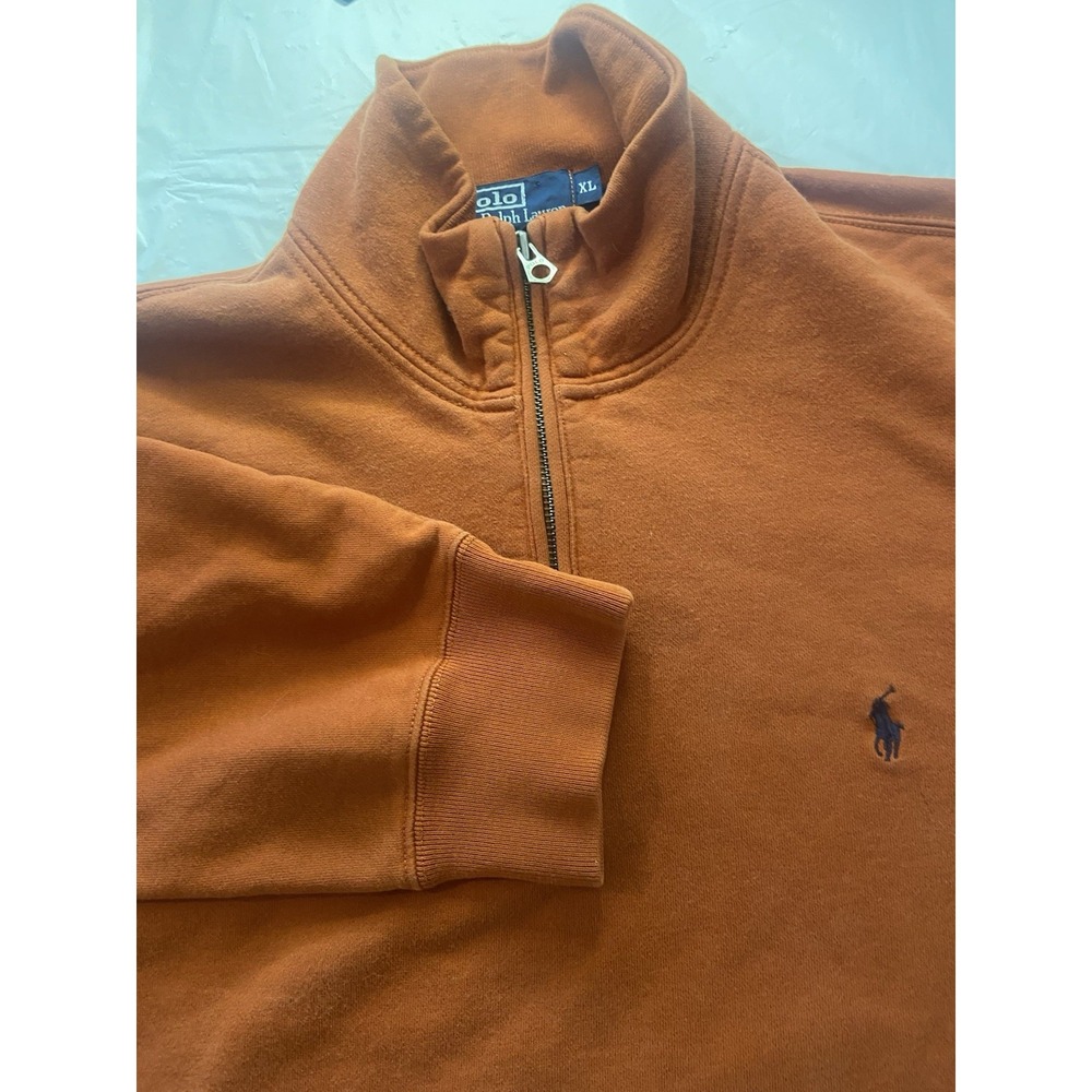 Ralph Lauren Polo 1/4 Zip Orange Golf Pull‎ Over With Pockets Sweatshirt-Size XL